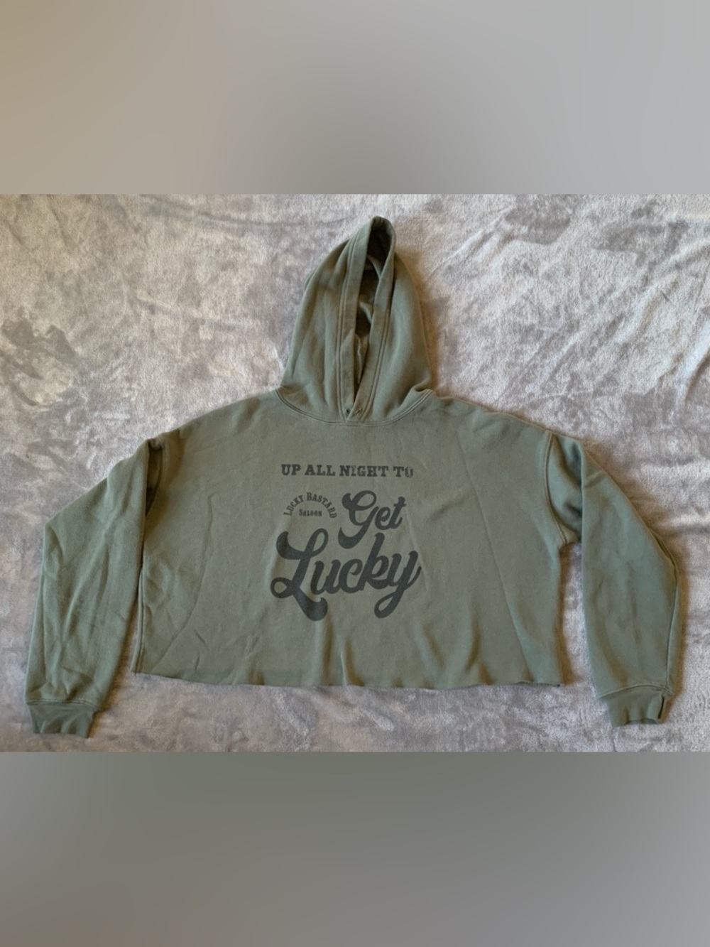Bella Canvas Olive Green “Up All Night To Get Lucky” Pullover